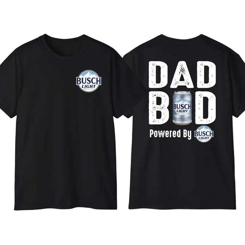 Busch Light Dad Bod Powered By Busch Light T-Shirt, Dad Drink Shirt, Cotton Crewneck Top Menswear, Classic Fabric...