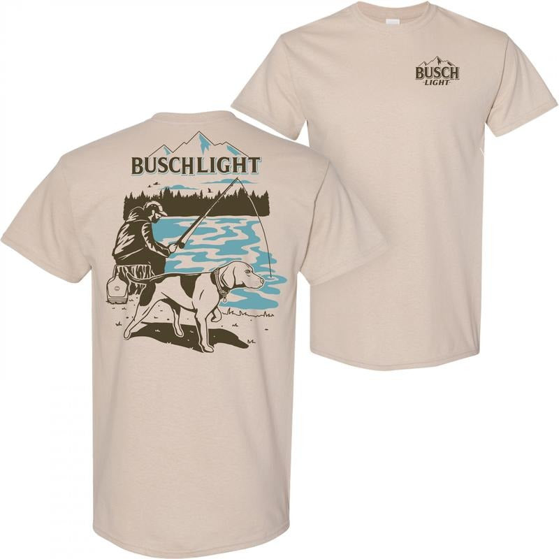 Busch Light Fishing with Friends Tan Front Back Print T-Shirt Hoodie, Sweatshirt | CiraTrend.com