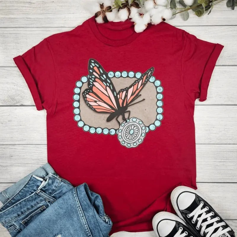 Butterfly With Gemstone Graphic T-shirt Hoodie, Sweatshirt | CiraTrend.com