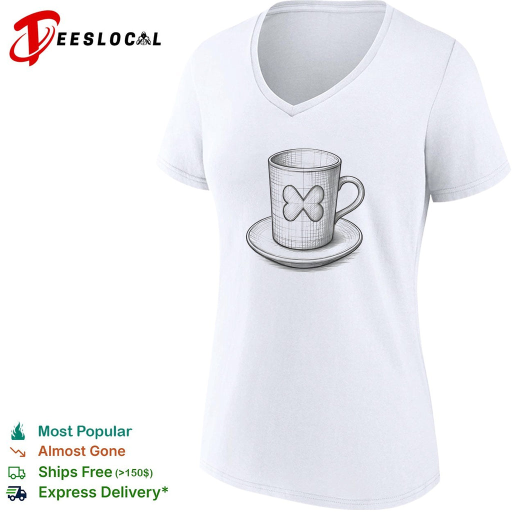 Butterfly teacup and saucer sketch shirt