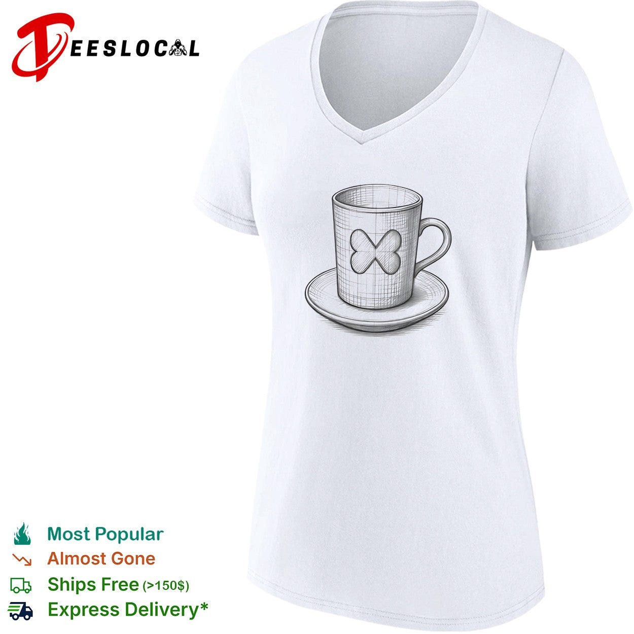 Butterfly teacup and saucer sketch shirt