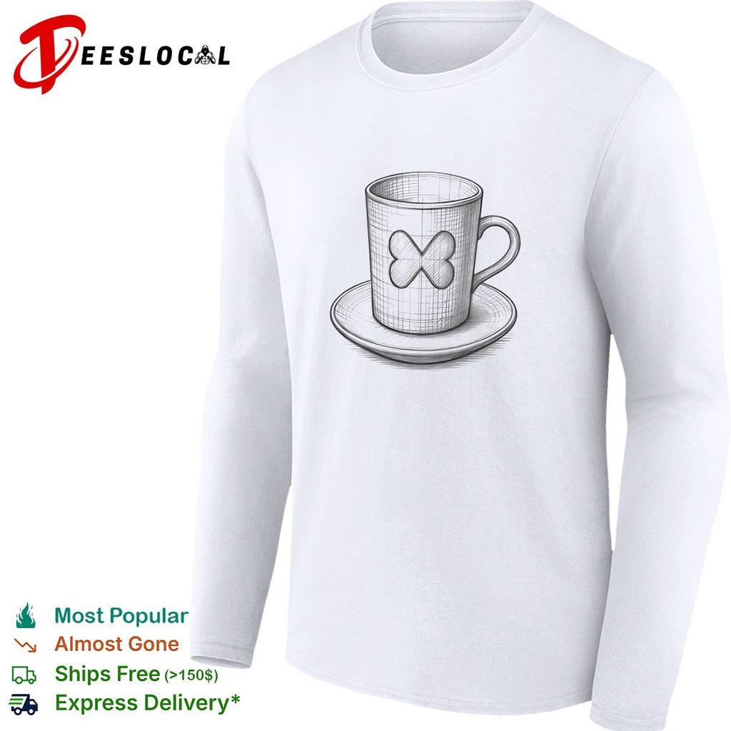 Butterfly teacup and saucer sketch shirt