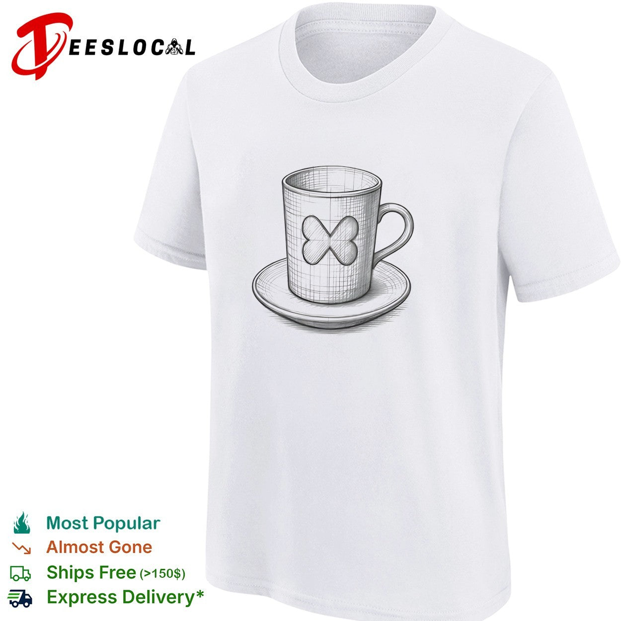 Butterfly teacup and saucer sketch shirt