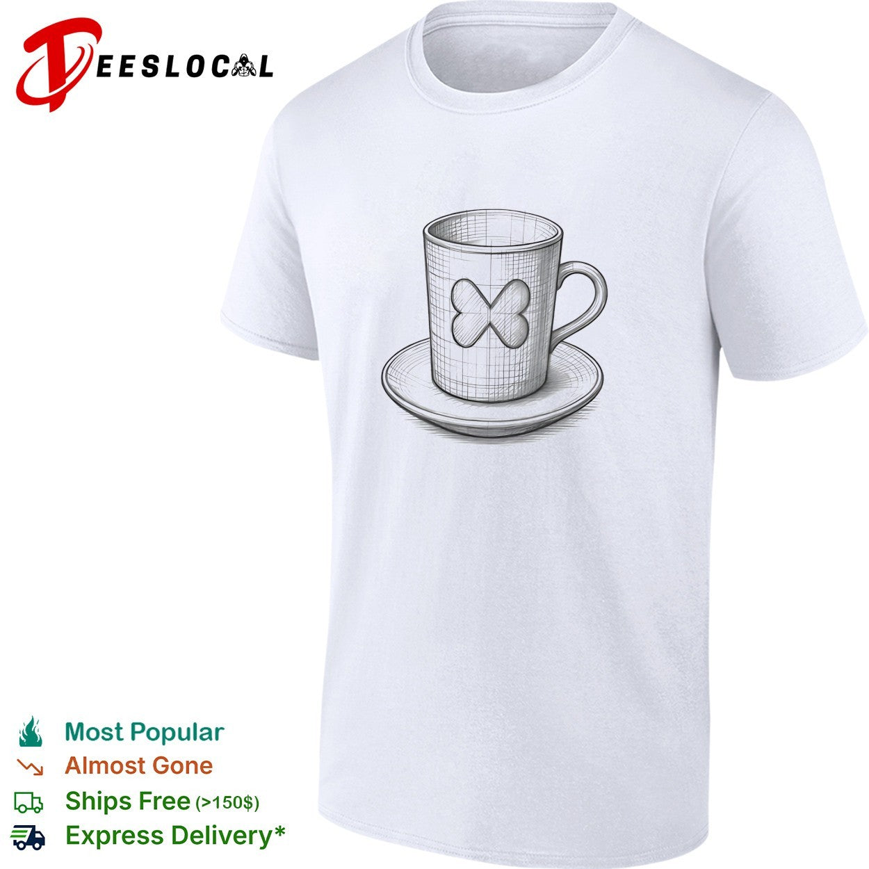 Butterfly teacup and saucer sketch shirt