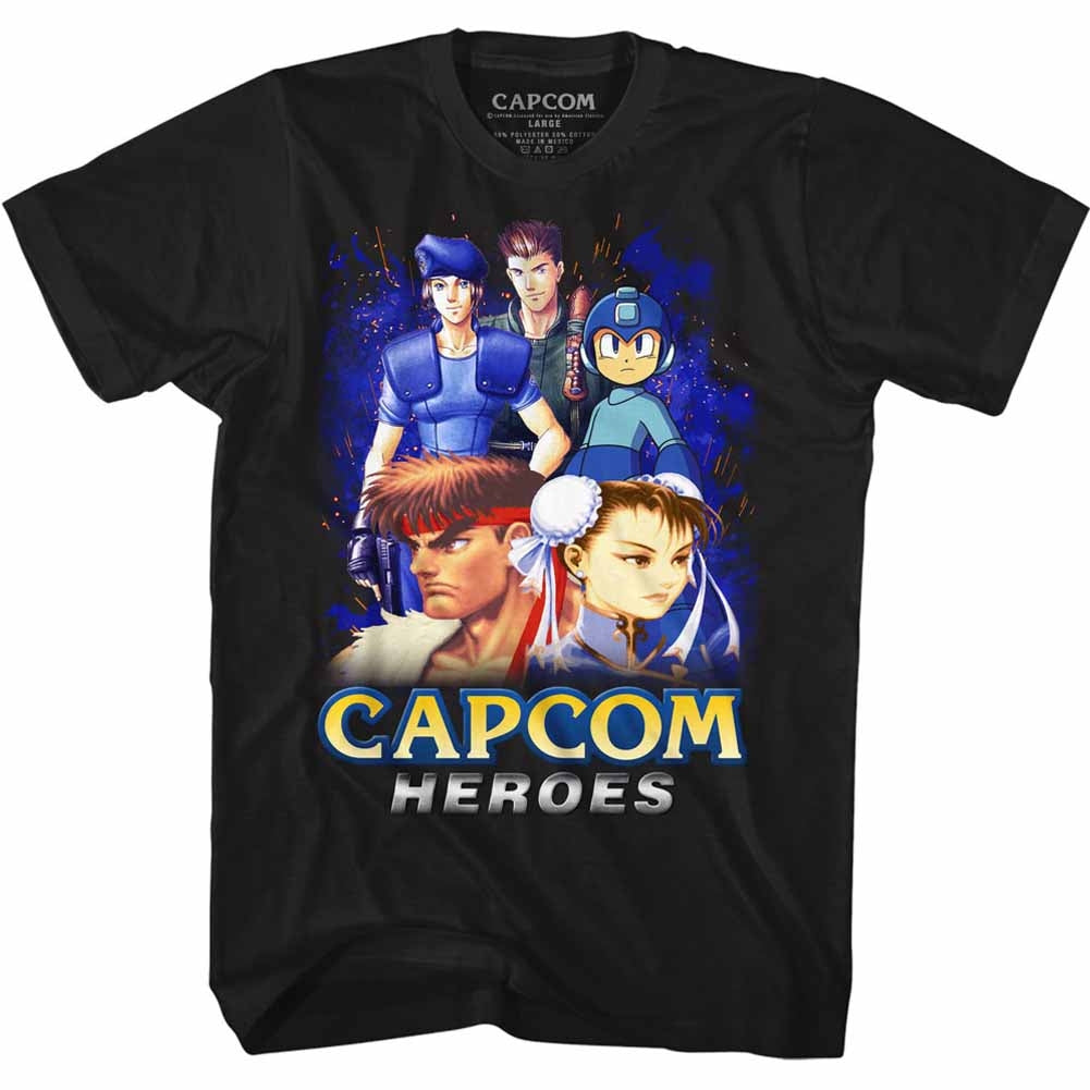 Capcom Mens S/S T-Shirt - Heroes1 - Solid Black Hoodie, Sweatshirt | CiraTrend.com