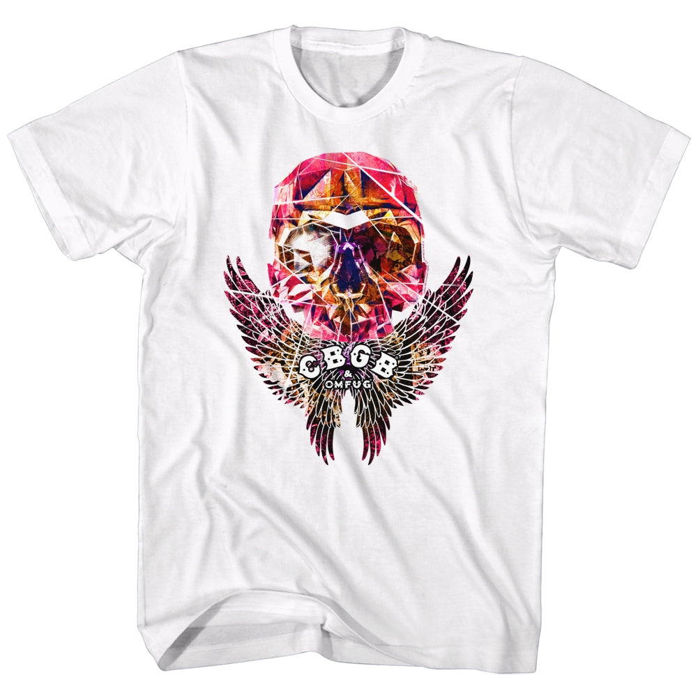CBGB S S Faceted Skull Wings Solid White T-Shirts, Hoodie, Sweatshirt
