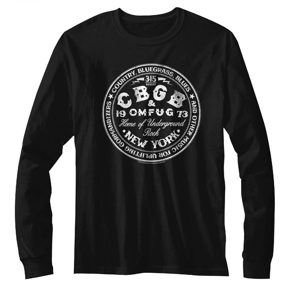 CBGB Mens L/S T-Shirt - CBGBcircle - Solid Black Hoodie, Sweatshirt | CiraTrend.com