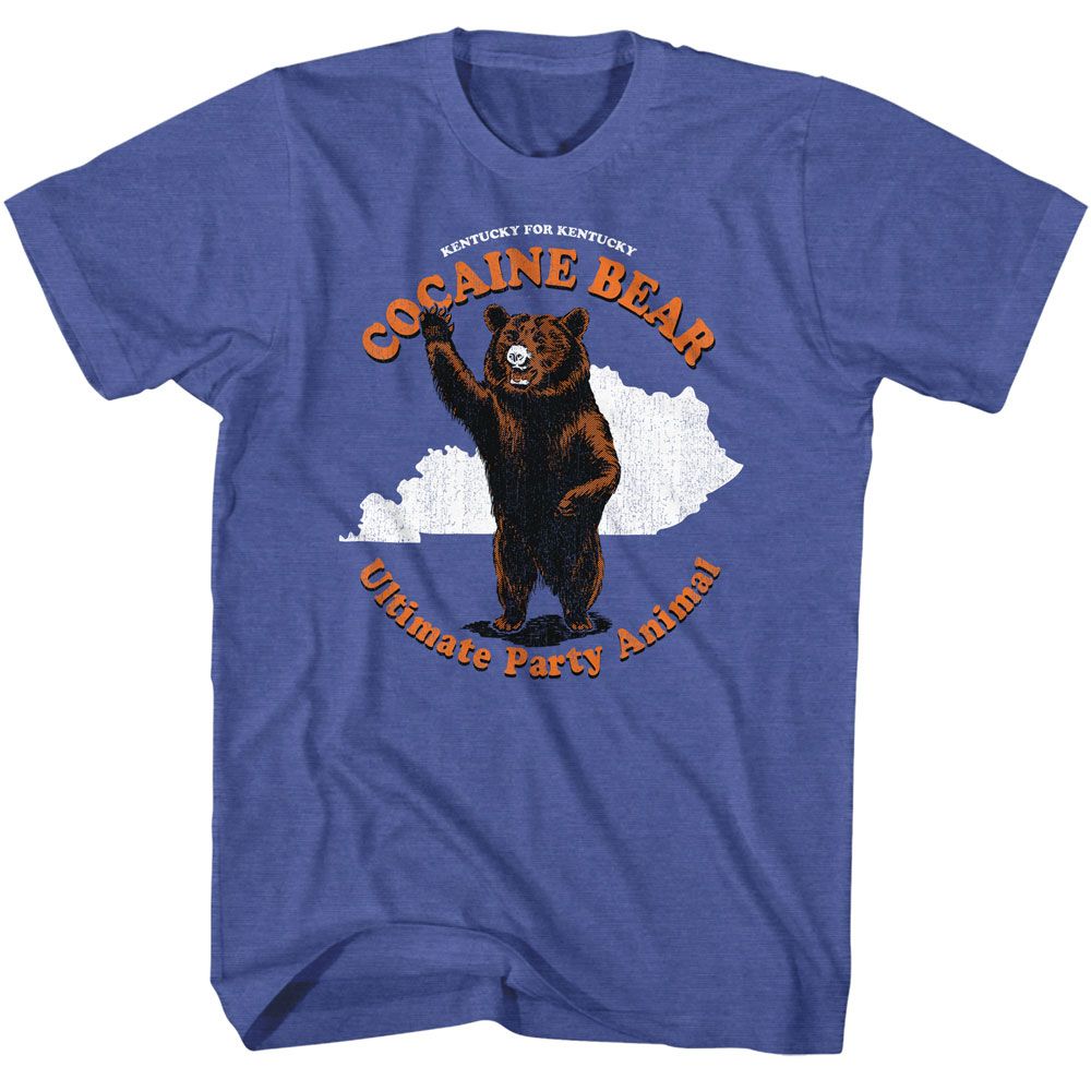Cocaine Bear - Touristy Party Animal - American Classics - Heather Blue Adult Short Sleeve T-Shirt