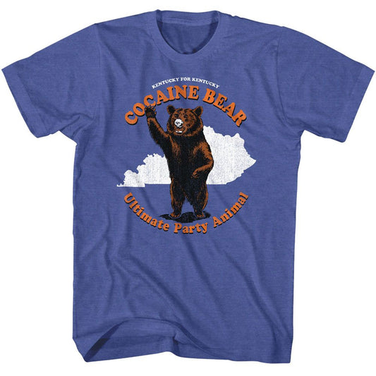 Cocaine Bear - Touristy Party Animal - American Classics - Heather Blue Adult Short Sleeve T-Shirt