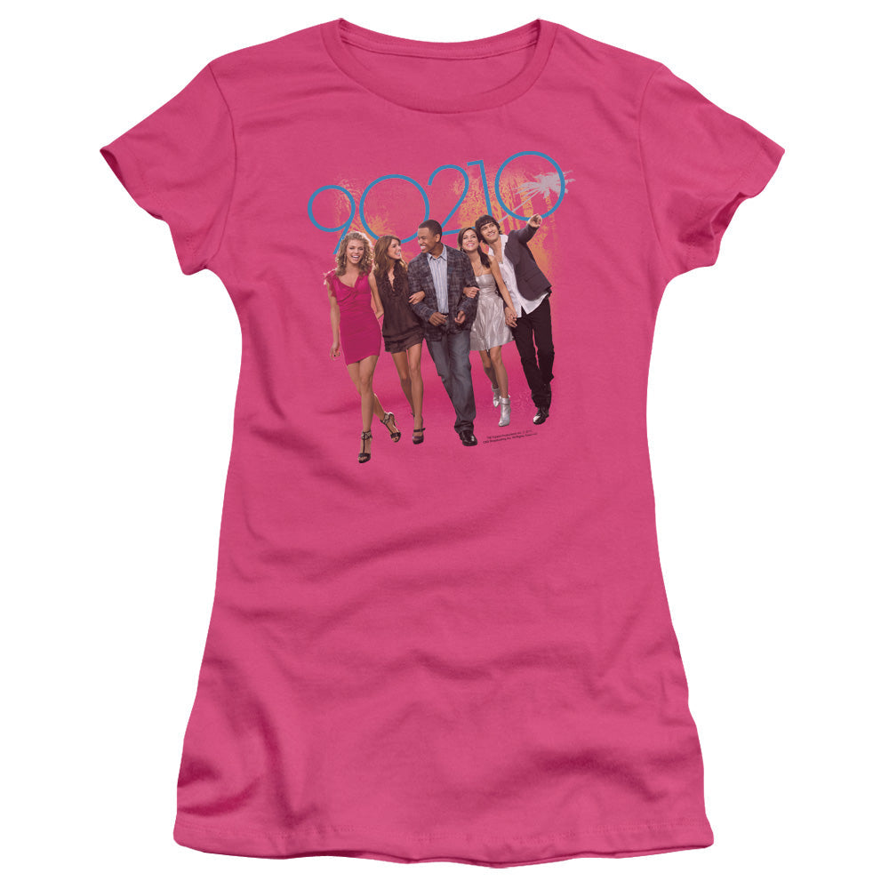 90210 Walk Down the Street Junior Sheer Cap Sleeve Womens T Shirt Hot Pink Hoodie, Sweatshirt | CiraTrend.com