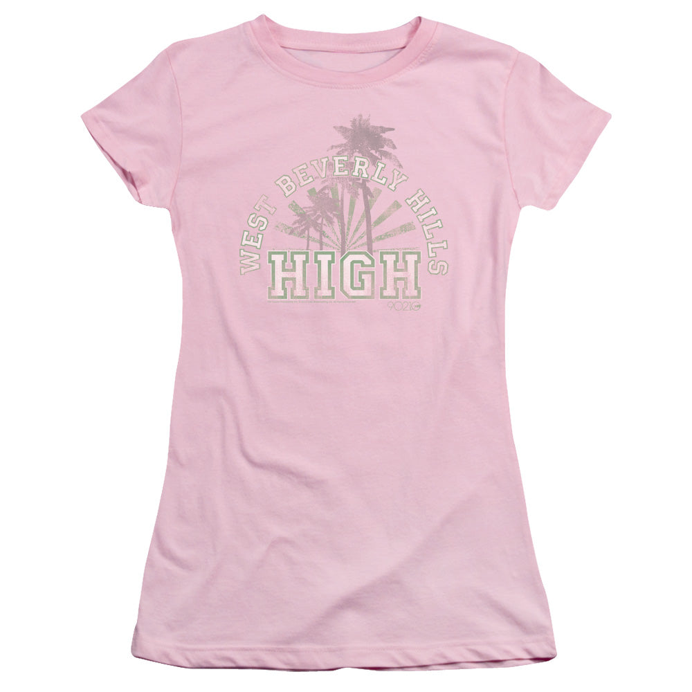 90210 West Beverly Hills High Junior Sheer Cap Sleeve Womens T Shirt Pink Hoodie, Sweatshirt | CiraTrend.com