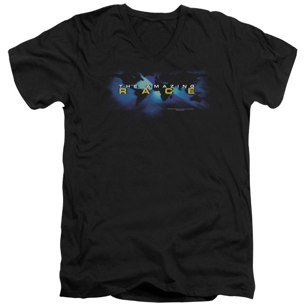 Amazing Race Faded Globe Mens Slim Fit V-Neck T Shirt Black Hoodie, Sweatshirt | CiraTrend.com