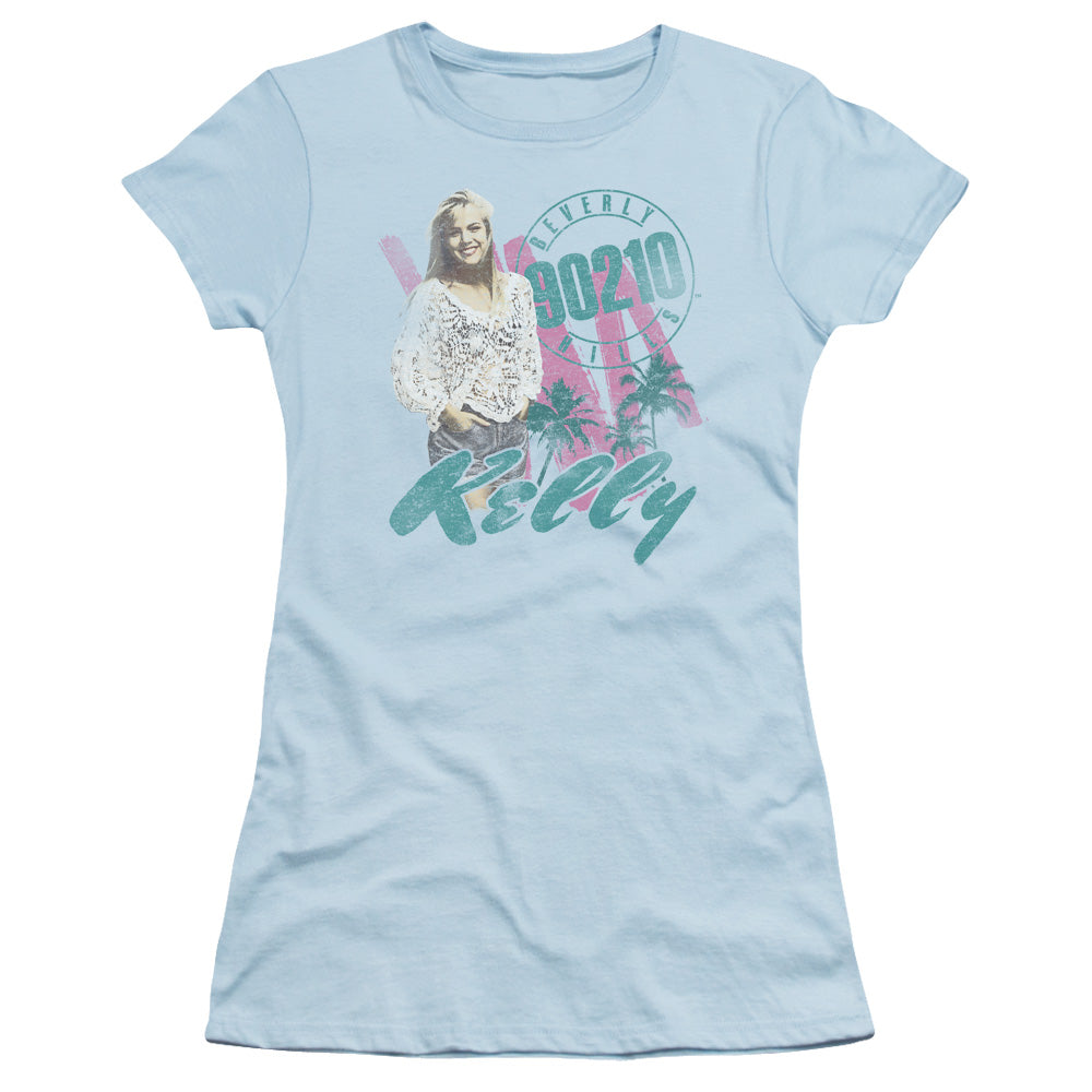 90210 Kelly Vintage Junior Sheer Cap Sleeve Womens T Shirt Light Blue Hoodie, Sweatshirt | CiraTrend.com