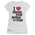 90210 I Heart 90210 Junior Sheer Cap Sleeve Womens T Shirt White Hoodie, Sweatshirt | CiraTrend.com