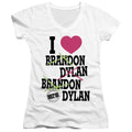 90210 I Heart 90210 Junior Sheer Cap Sleeve V-Neck Womens T Shirt White Hoodie, Sweatshirt | CiraTrend.com