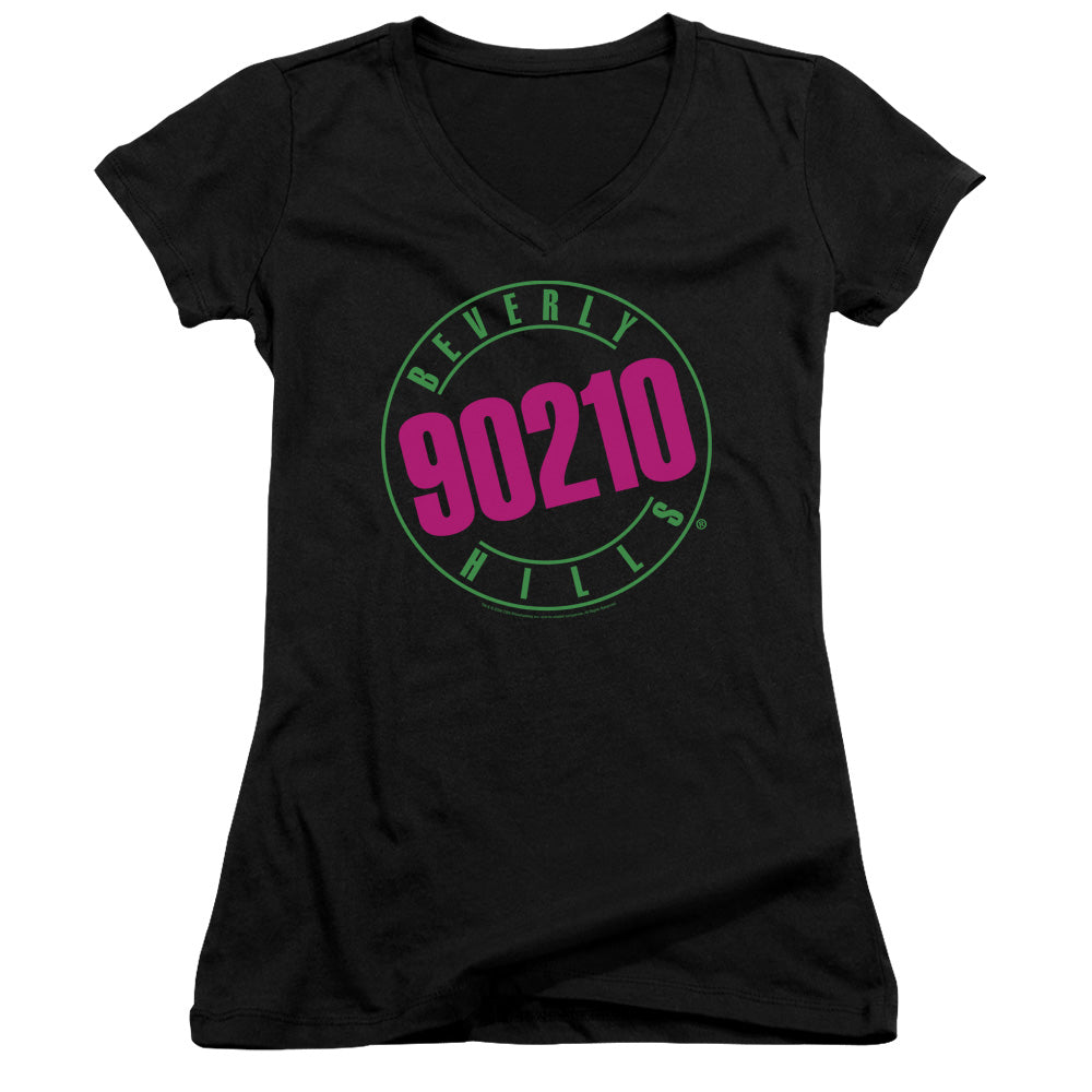 90210 Neon Junior Sheer Cap Sleeve V-Neck Womens T Shirt Black Hoodie, Sweatshirt | CiraTrend.com