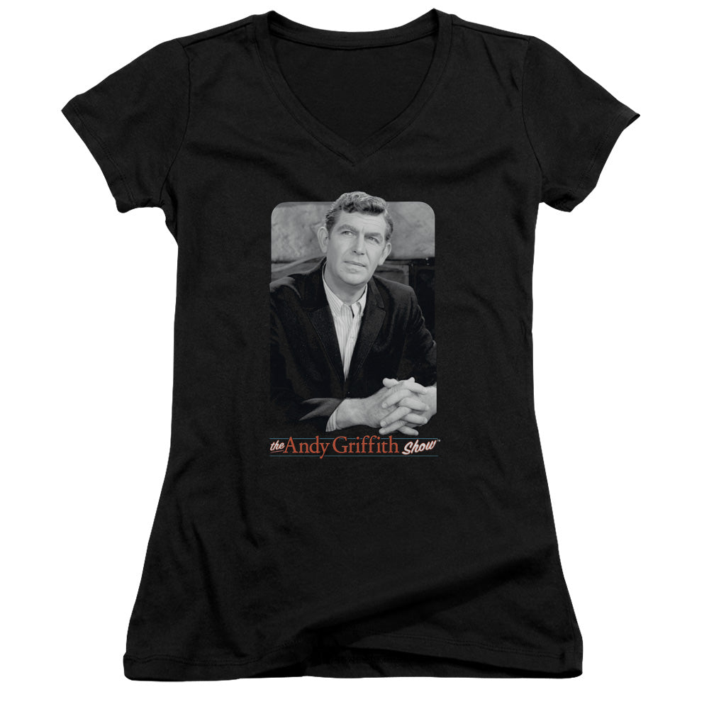 Andy Griffith Classic Andy Junior Sheer Cap Sleeve V-Neck Womens T Shirt Black Hoodie, Sweatshirt | CiraTrend.com