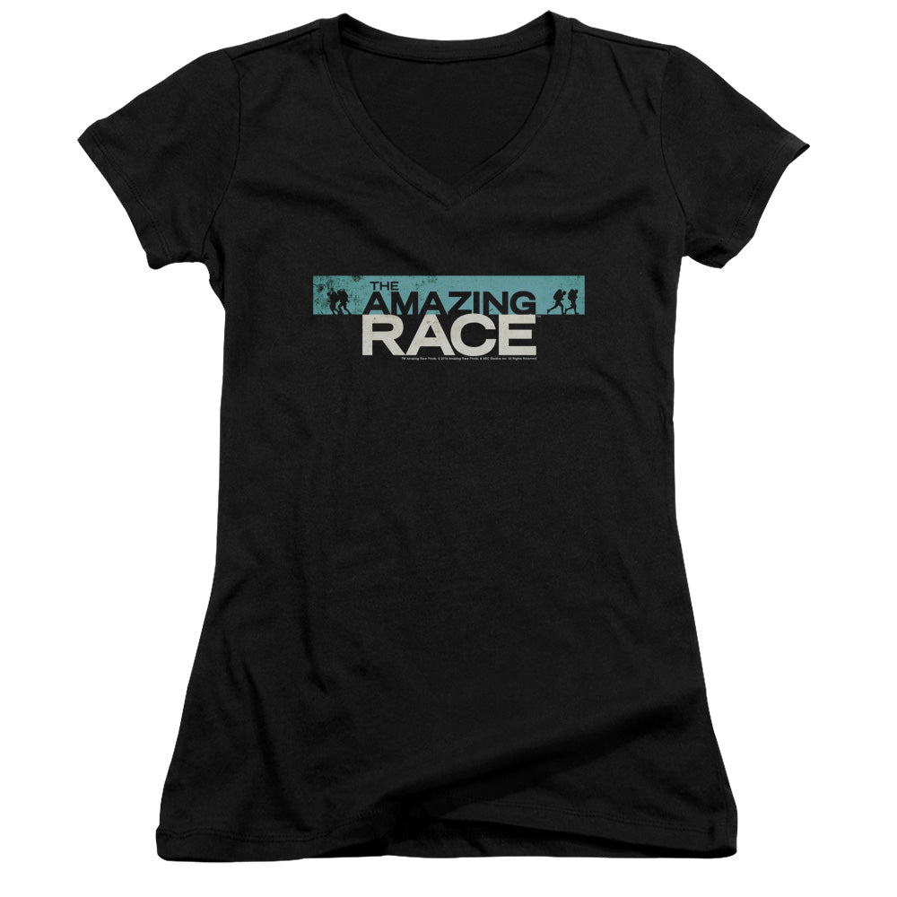 Amazing Race Bar Logo Junior Sheer Cap Sleeve V-Neck Womens T Shirt Black Hoodie, Sweatshirt | CiraTrend.com