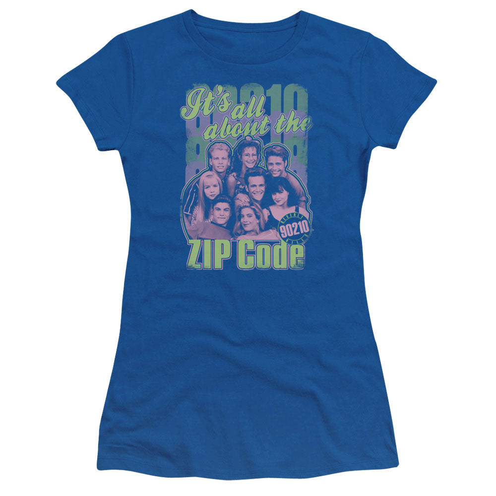 90210 Zip Code Junior Sheer Cap Sleeve Womens T Shirt Royal Blue Hoodie, Sweatshirt | CiraTrend.com