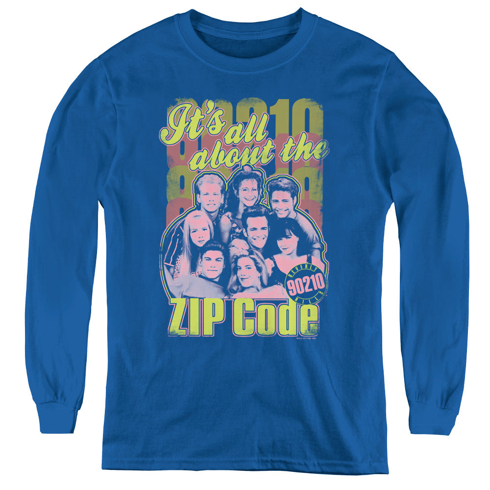 90210 Zip Code Long Sleeve Kids Youth T Shirt Royal Blue Hoodie, Sweatshirt | CiraTrend.com (Image 1)