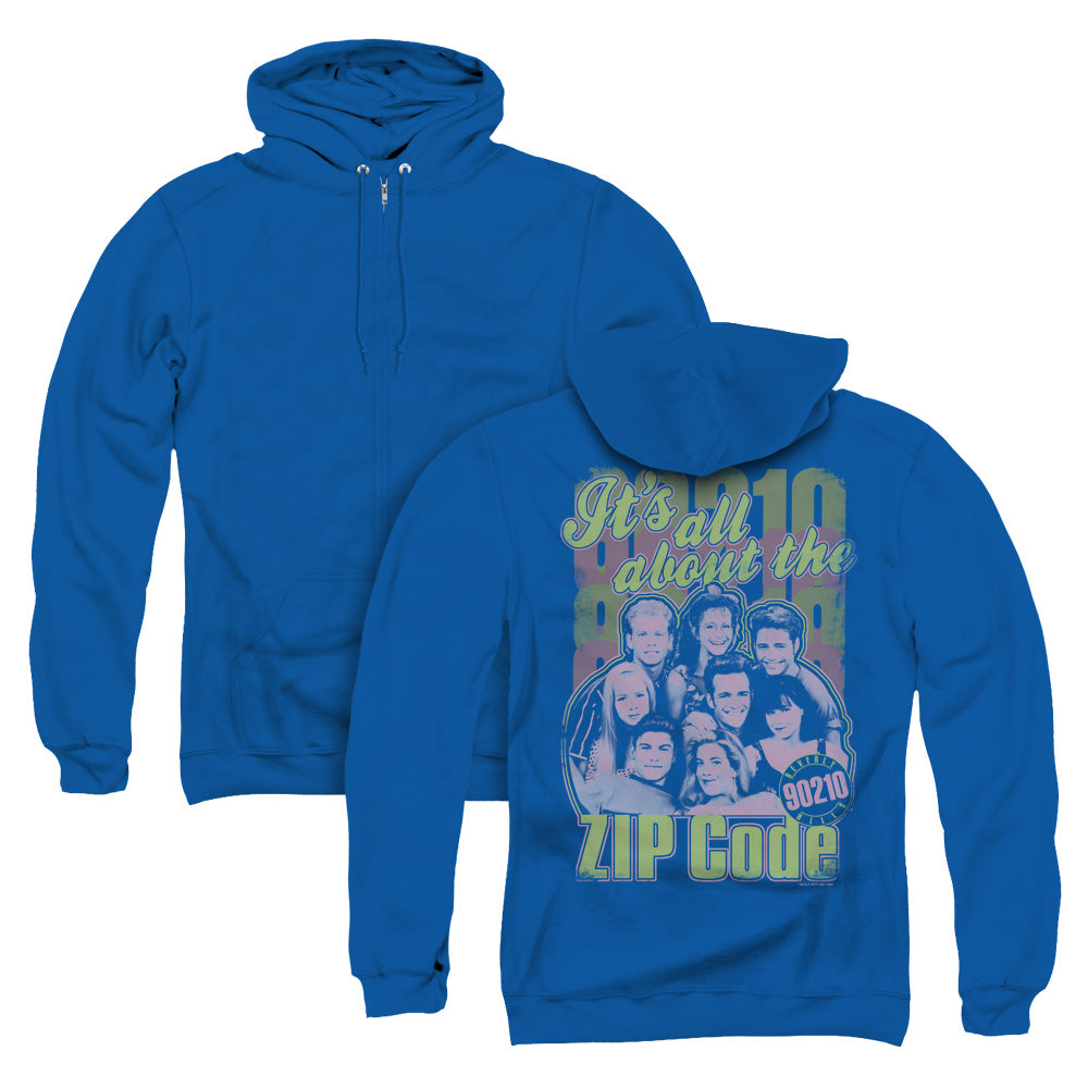 90210 Zip Code Back Print Zipper Mens Hoodie Royal Blue T-Shirts, Sweatshirt | CiraTrend.com
