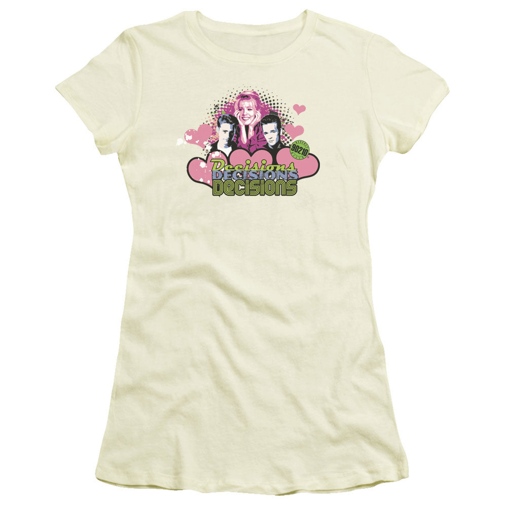90210 Decisions Junior Sheer Cap Sleeve Womens T Shirt Cream Hoodie, Sweatshirt | CiraTrend.com