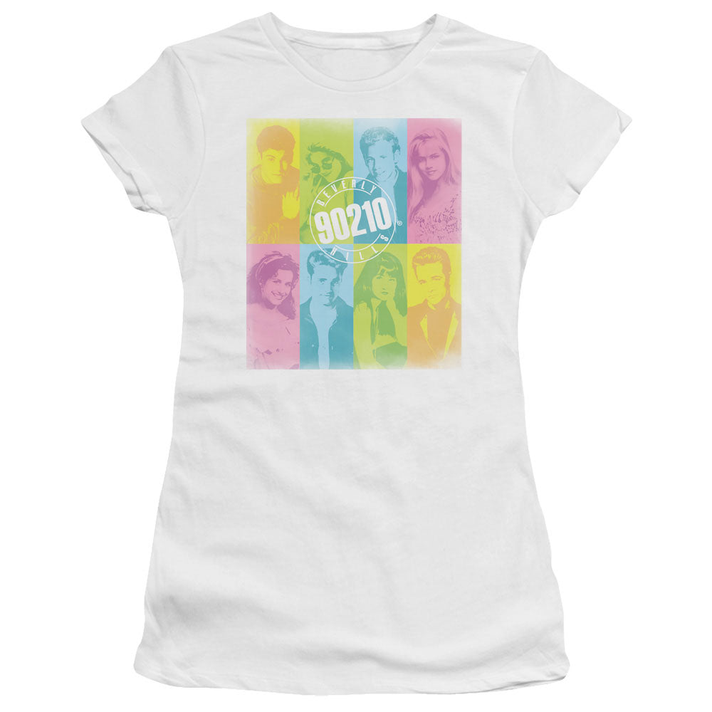 90210 Color Block of Friends Junior Sheer Cap Sleeve Womens T Shirt White Hoodie, Sweatshirt | CiraTrend.com