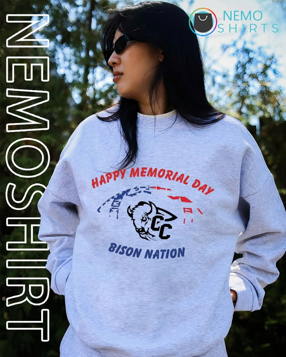 CC Bison Nation football happy memorial day shirt