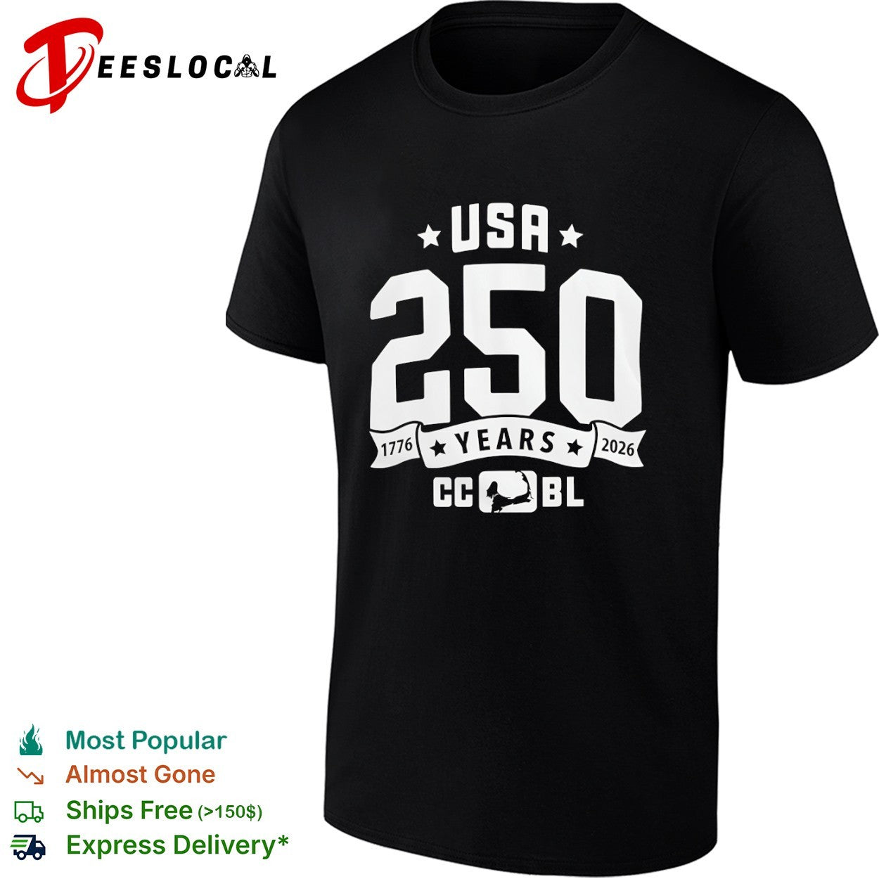 CCBL USA 250 years 1776 2026 batter logo shirt