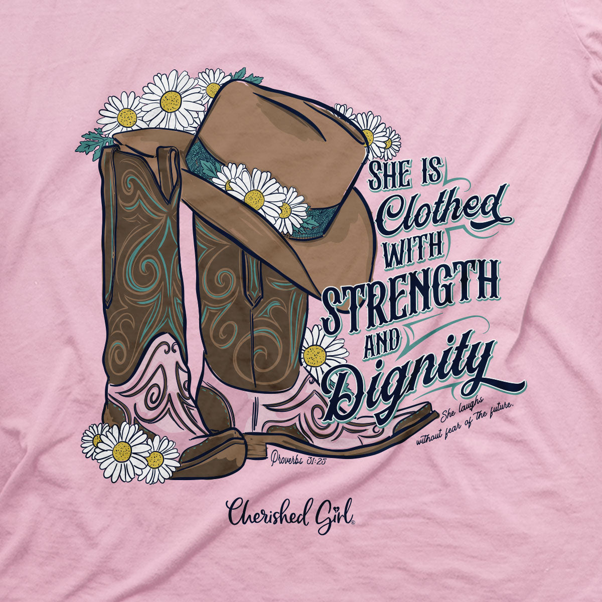 Cherished Girl Womens T-Shirt Strength Boots Hoodie, Sweatshirt | CiraTrend.com (Image 4)