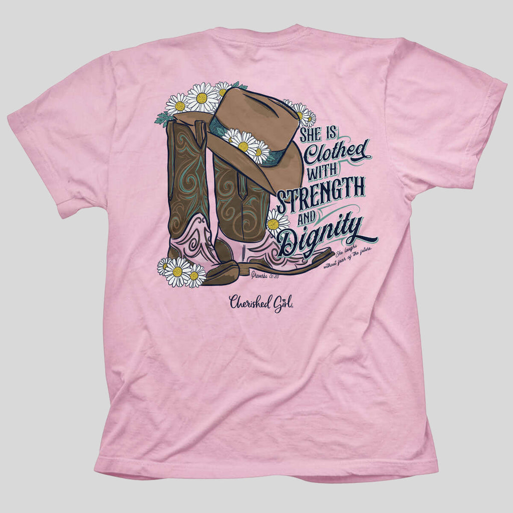 Cherished Girl Womens T-Shirt Strength Boots Hoodie, Sweatshirt | CiraTrend.com (Image 1)