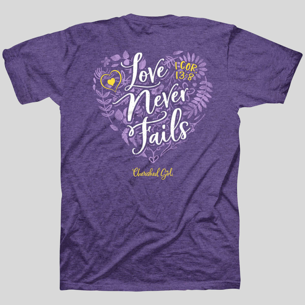 Cherished GirlÂ® Womens T-Shirt Love Never Fails Hoodie, Sweatshirt | CiraTrend.com (Image 1)