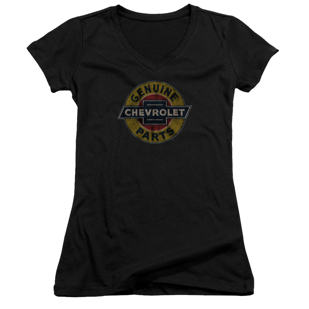 Chevrolet Genuine Chevy Parts Distressed Sign - Juniors V-Neck T-Shirt Hoodie, Sweatshirt | CiraTrend.com
