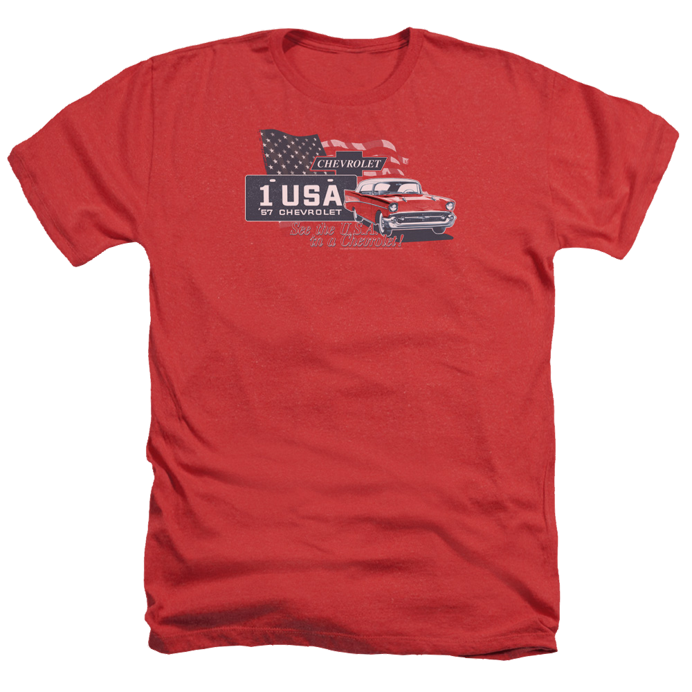 Chevrolet See The Usa - Men's Heather T-Shirt Hoodie, Sweatshirt | CiraTrend.com