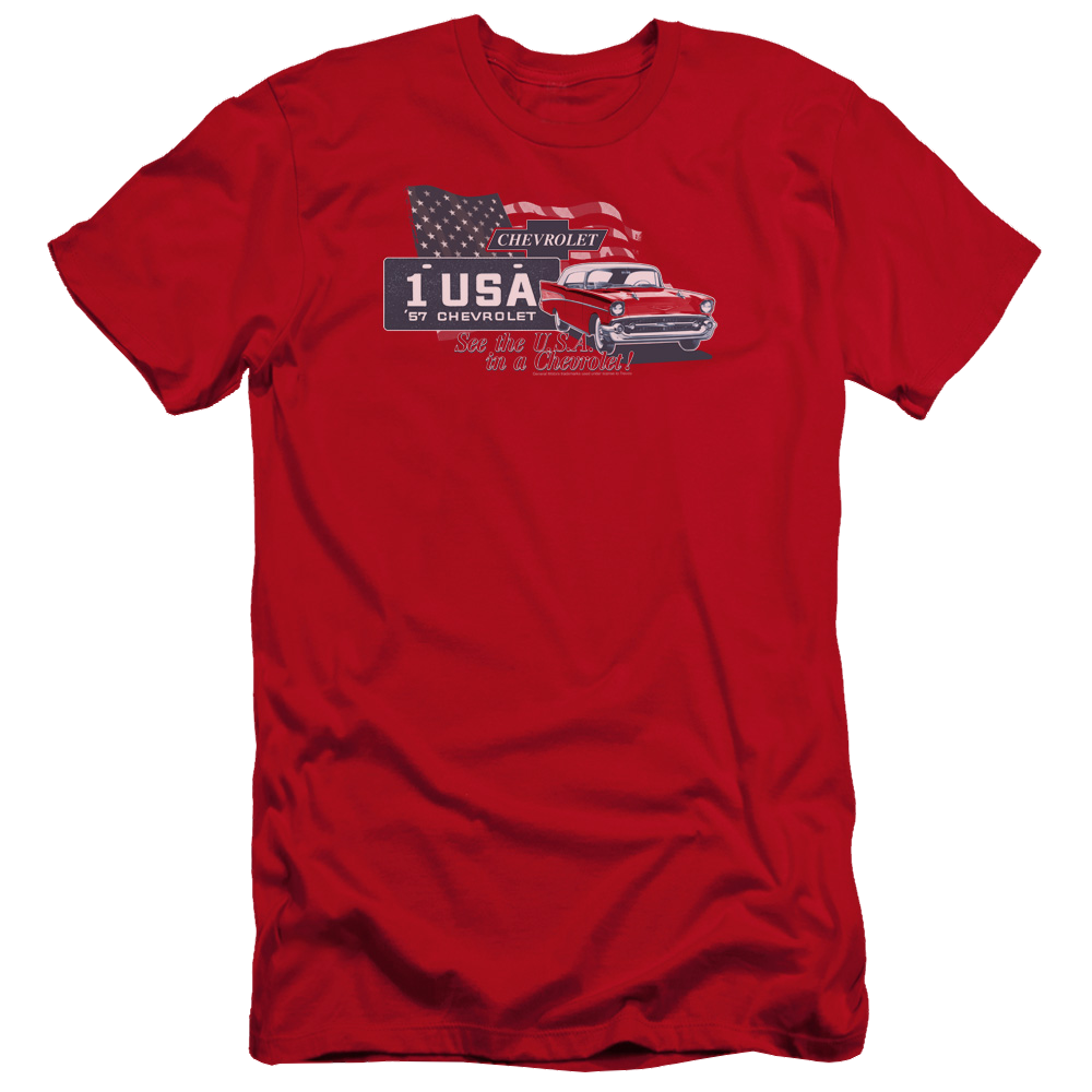 Chevrolet See The Usa - Men's Premium Slim Fit T-Shirt Hoodie, Sweatshirt | CiraTrend.com
