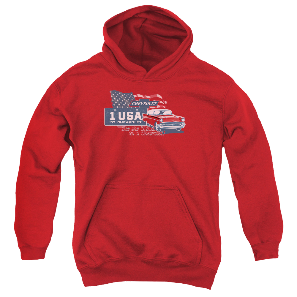 Chevrolet See The Usa - Youth Hoodie (Ages 8-12) T-Shirts, Sweatshirt | CiraTrend.com