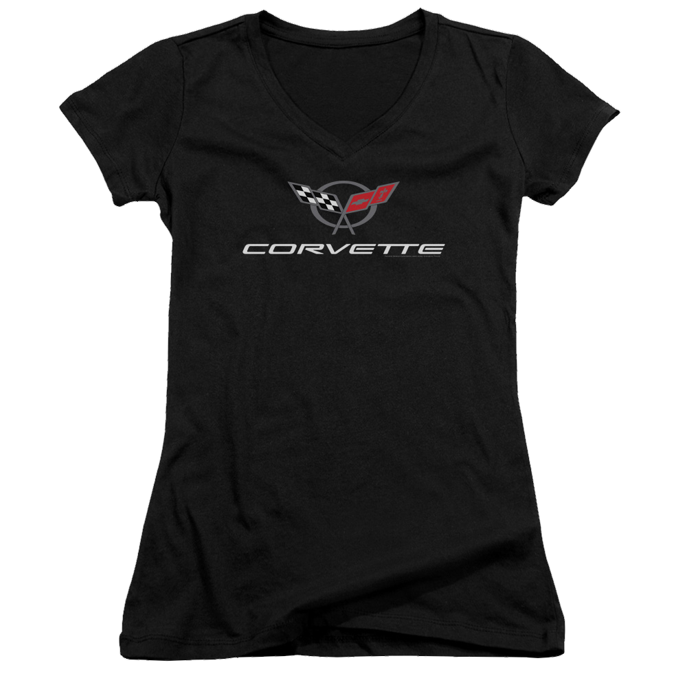 Chevrolet Corvette Modern Emblem - Juniors V-Neck T-Shirt Hoodie, Sweatshirt | CiraTrend.com