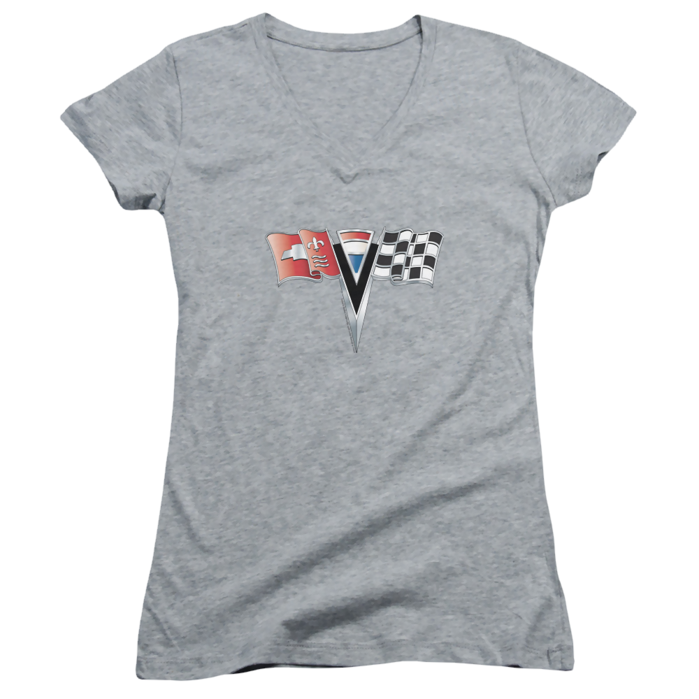 Chevrolet 2nd Gen Vette Nose Emblem - Juniors V-Neck T-Shirt Hoodie, Sweatshirt | CiraTrend.com