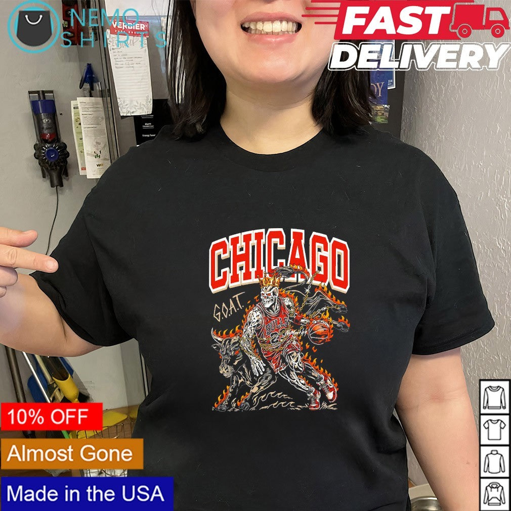 CHicago Bulls GOAT Michael Jordan skeleton player graphic shirt