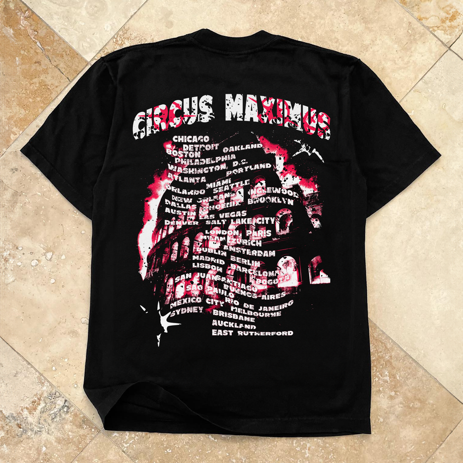 2024 TRAVIS SCOTT 'CIRCUS MAXIMUS TOUR' MERCH W / DATES HEAVYWEIGHT BLACK T-SHIRT Hoodie, Sweatshirt (Image 2)