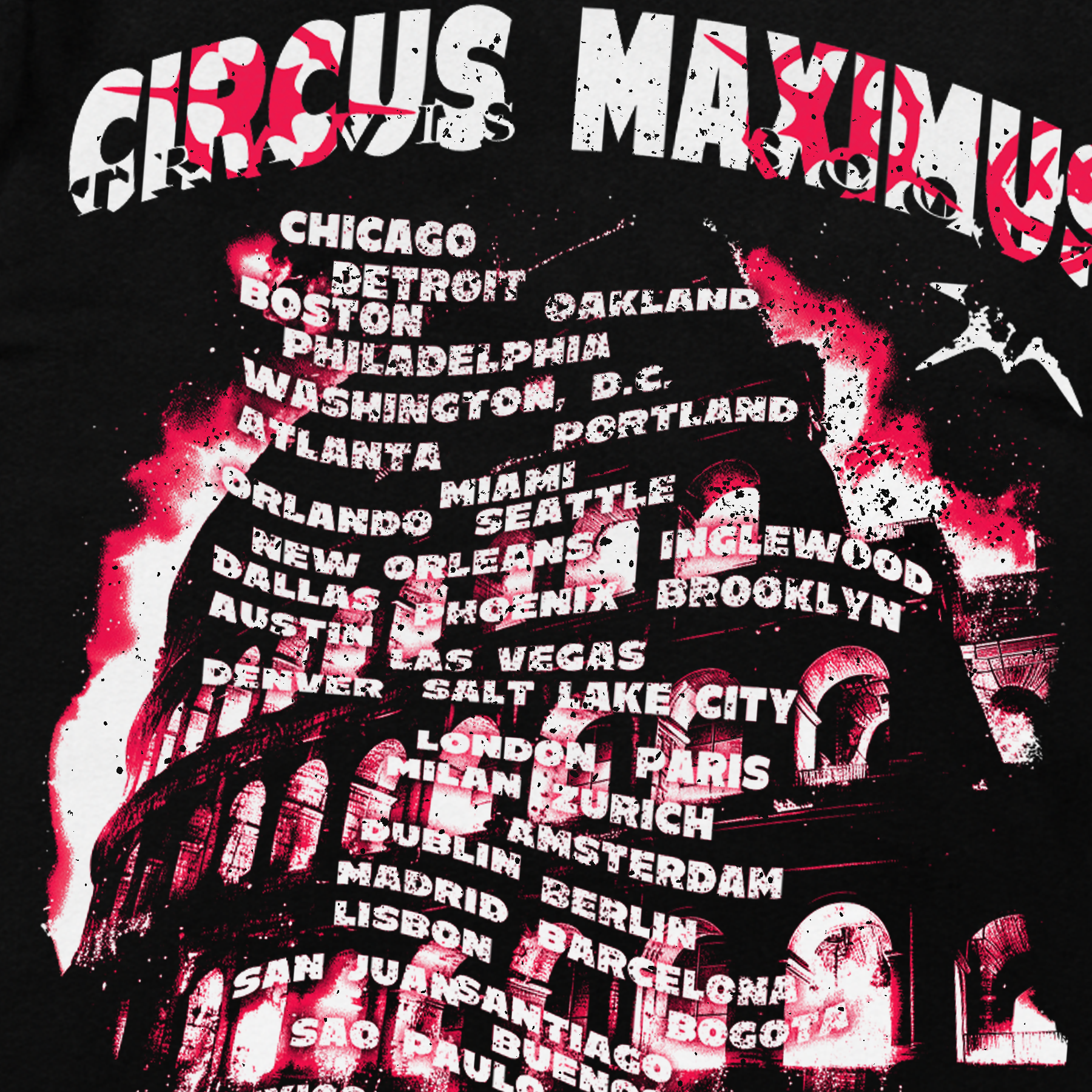 2024 TRAVIS SCOTT 'CIRCUS MAXIMUS TOUR' MERCH W / DATES HEAVYWEIGHT BLACK T-SHIRT Hoodie, Sweatshirt (Image 3)