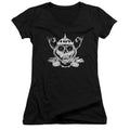 Adventure Time Skull Face Junior Sheer Cap Sleeve V Neck Womens T Shirt Black Hoodie, Sweatshirt | CiraTrend.com
