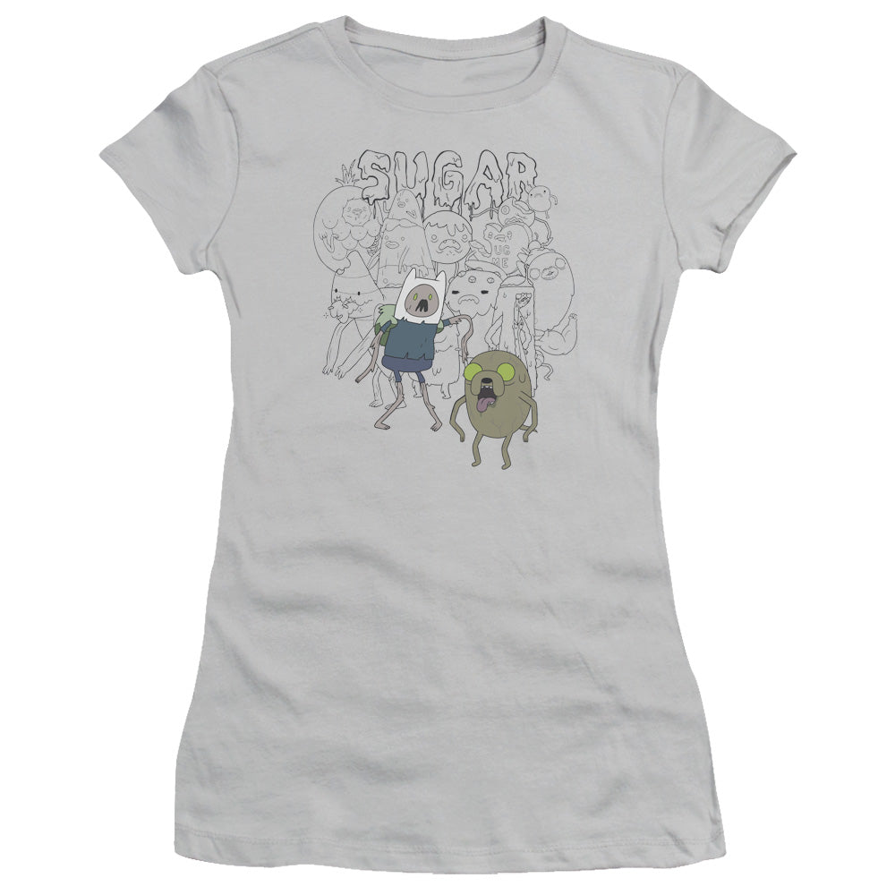 Adventure Time Sugar Zombies Junior Sheer Cap Sleeve Silver T-Shirts, Hoodie, Sweatshirt