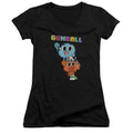Amazing World Gumball Gumball Spray Junior Sheer Cap Sleeve V Neck Black T-Shirts, Hoodie, Sweatshirt