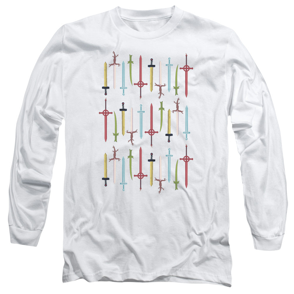 Adventure Time Swords Mens Long Sleeve Shirt White Hoodie, Sweatshirt | CiraTrend.com (Image 3)