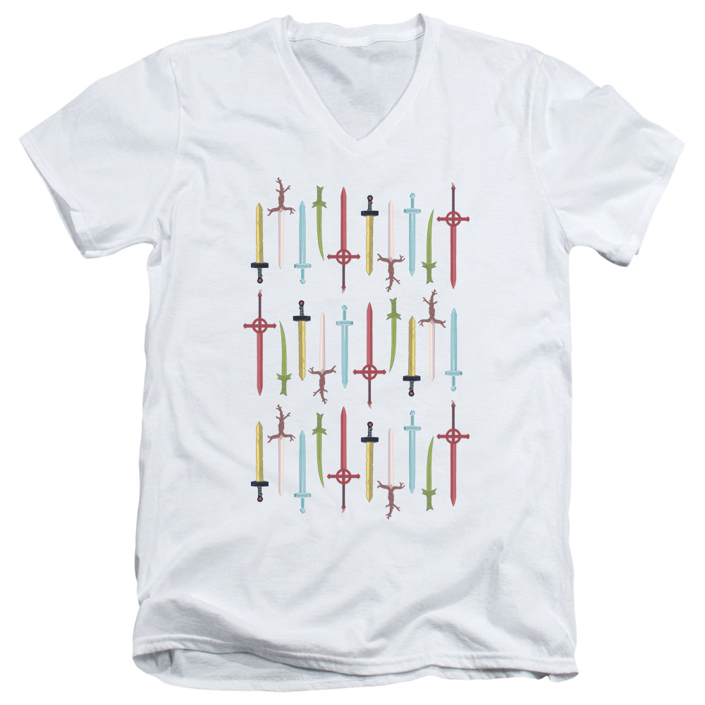 Adventure Time Swords Mens Slim Fit V Neck T Shirt White Hoodie, Sweatshirt | CiraTrend.com