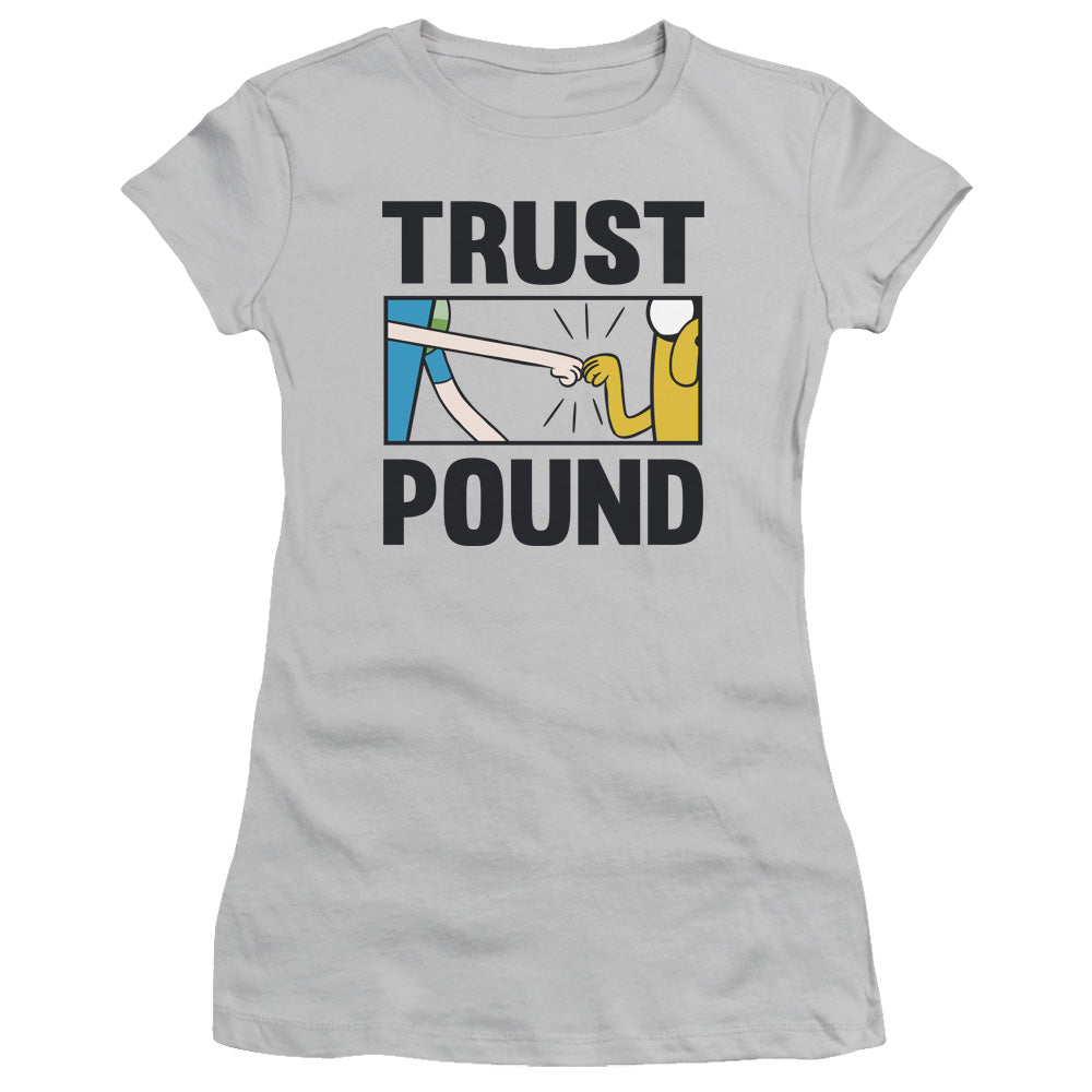 Adventure Time Trust Pound Junior Sheer Cap Sleeve Womens T Shirt Silver Hoodie, Sweatshirt | CiraTrend.com