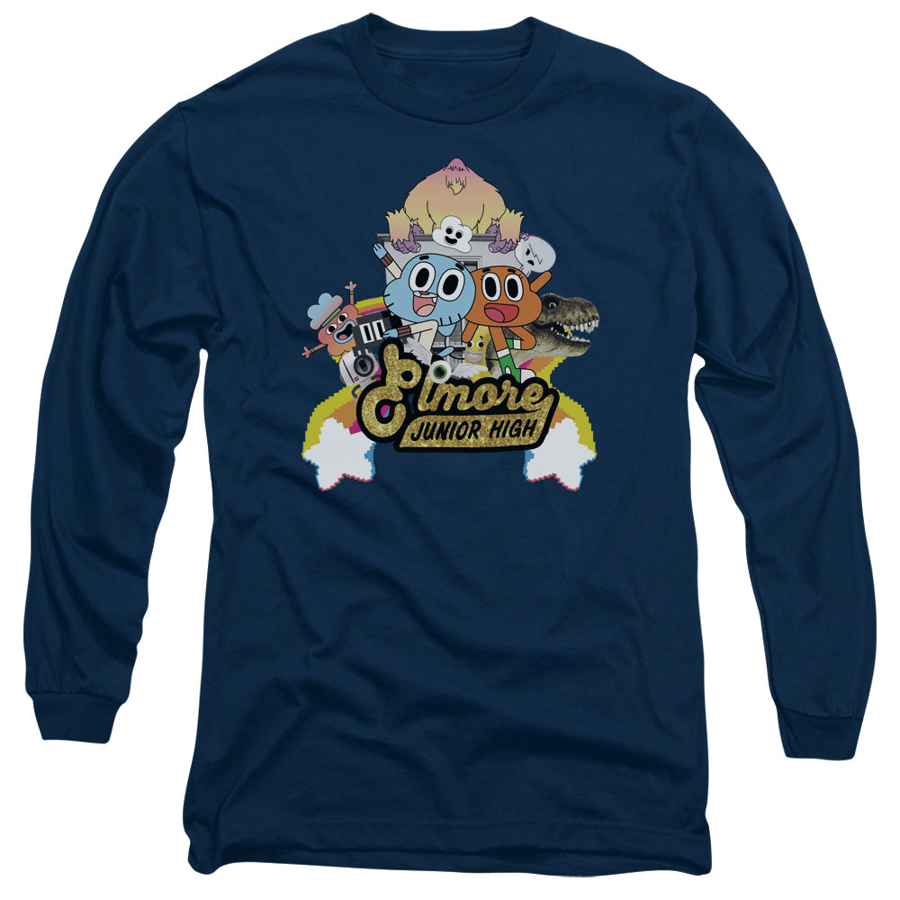 Amazing World Of Gumball Elmore Junior High Mens Long Sleeve Shirt Navy Hoodie, Sweatshirt | CiraTrend.com (Image 1)