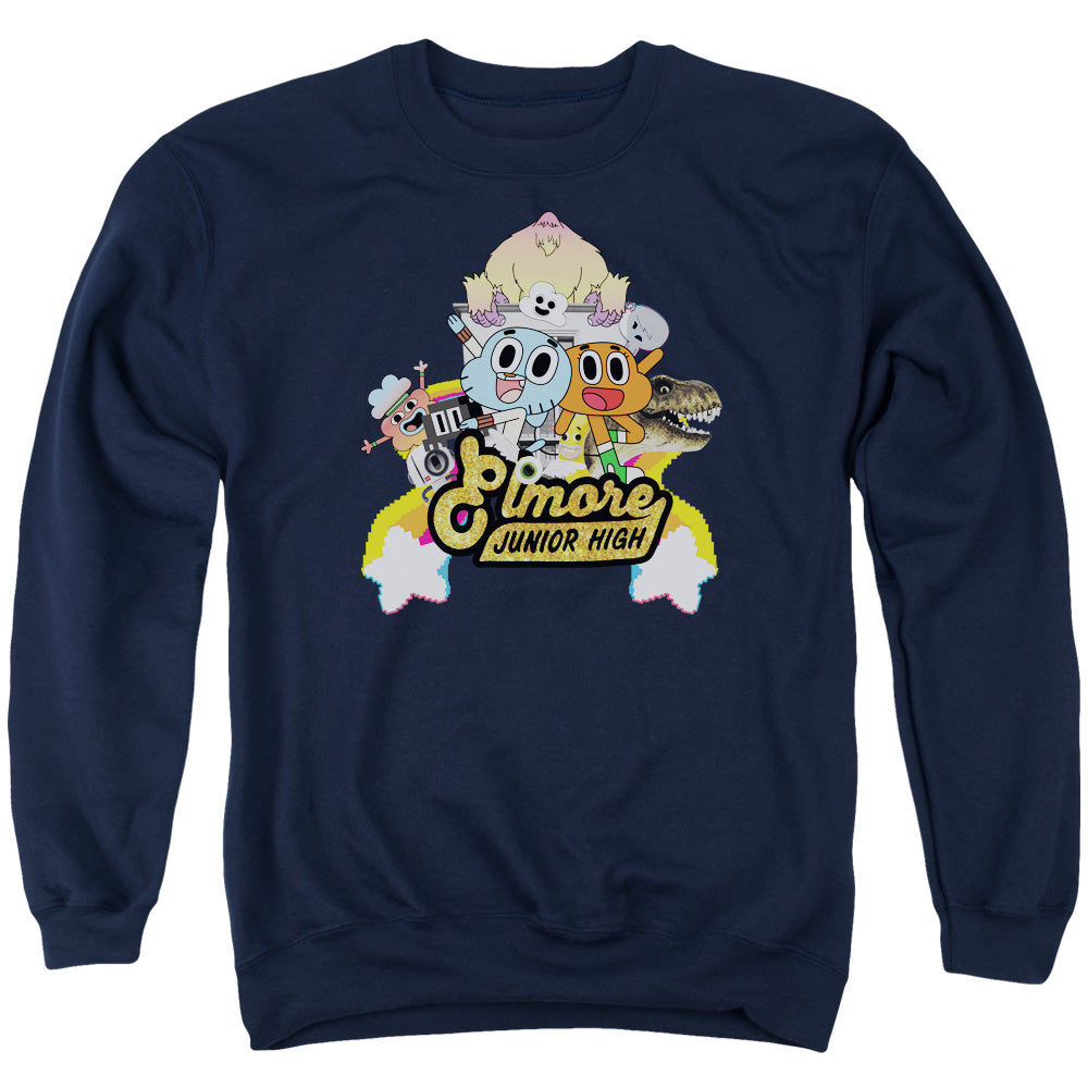 Amazing World of Gumball Elmore Junior High Mens Crewneck Sweatshirt Navy Blue T-Shirts, Hoodie | CiraTrend.com