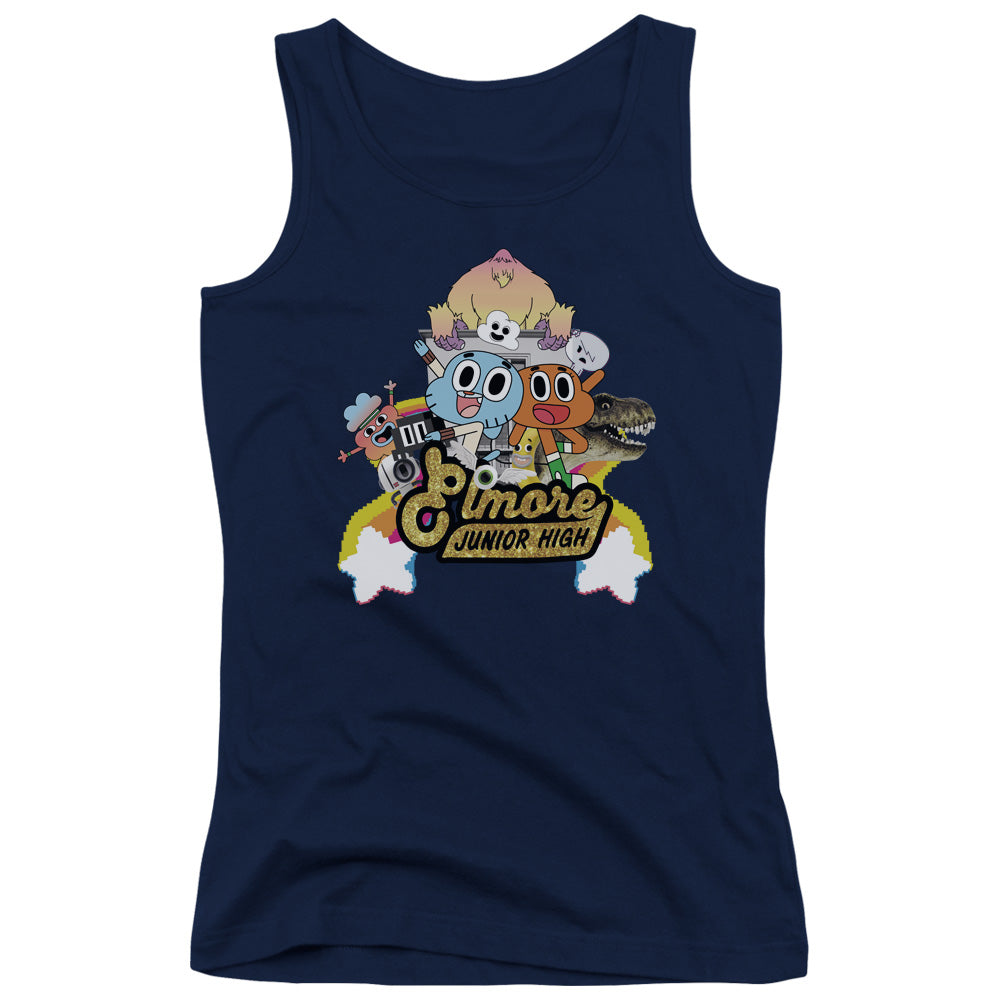 Amazing World of Gumball Elmore Junior High Womens Tank Top Shirt Navy Blue Hoodie, Sweatshirt | CiraTrend.com